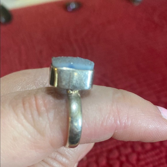 Silver Blue Druzy Stone Ring - Picture 2 of 2